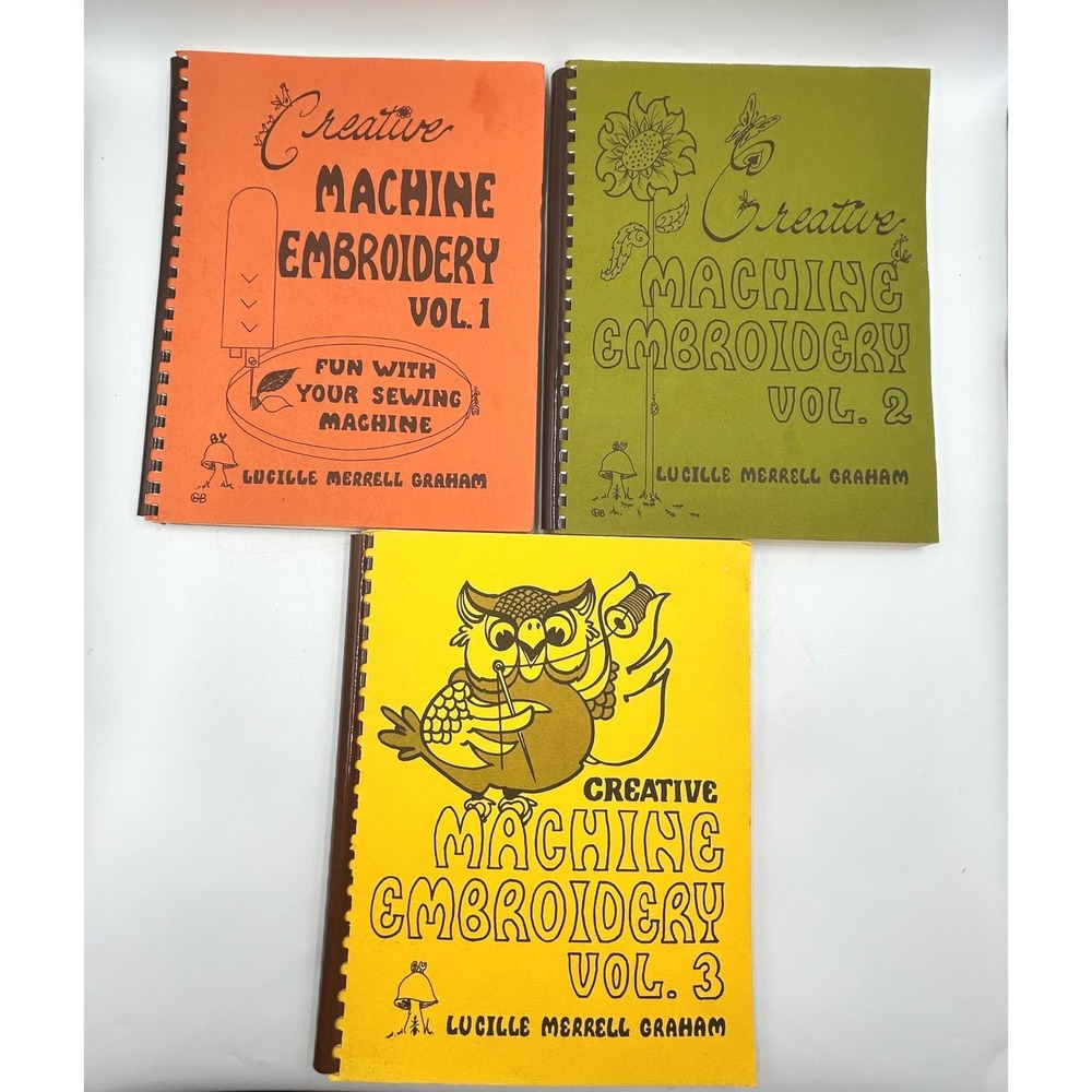 Lucille Merrell Graham Creative Machine Embroidery Books Vol 1-3 Transfer Sheets